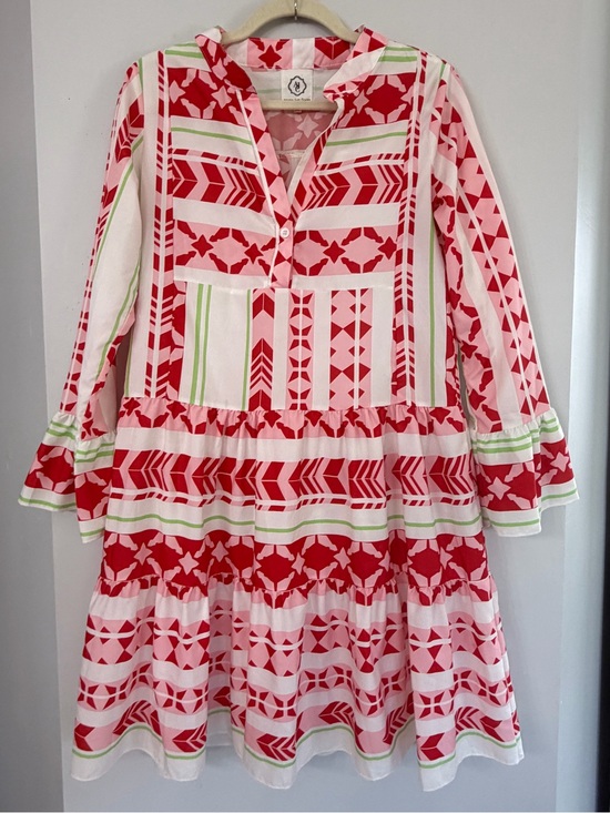 Arthur Jane Claire Dresses & Skirts - Arthur Jane Claire Women’s Medium Pink Red Ruffle Sleeve Hem Dress Swim Coverup